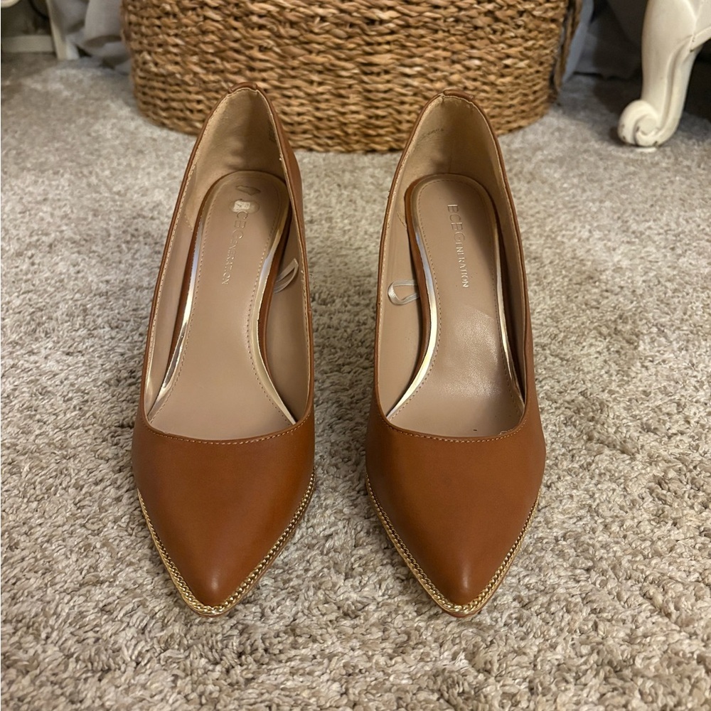 BCBGeneration Brown/Tan Pointed Toe Heels